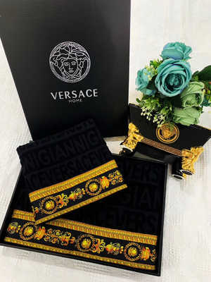 Набор полотенец  Vercace выработанное  черное
