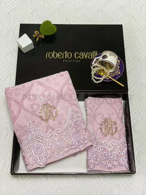 Набор полотенец Roberto Cavalli с кружевом - розовое Галла