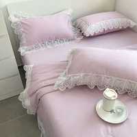 Набор одеяло плюс простынь и наволочки  LAPERLA с кружевом - розовое