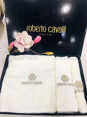 Набор полотенец Roberto Cavalli с вышивкой Элит - молочное