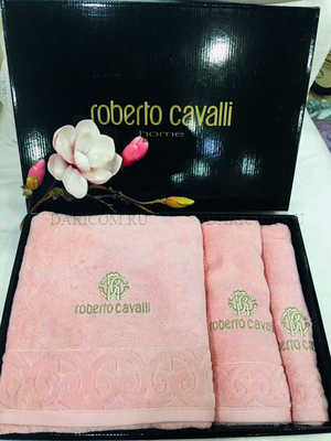 Набор полотенец Roberto Cavalli c  вышивкой -  Элит - розовый