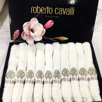Набор полотенец- салфеток Roberto Cavalli с вышивкой ИЗ 10 ШТУК   молочное