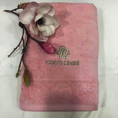 Полотенца банное  "Roberto Cavalli"  - Элит розовое с вышивкой